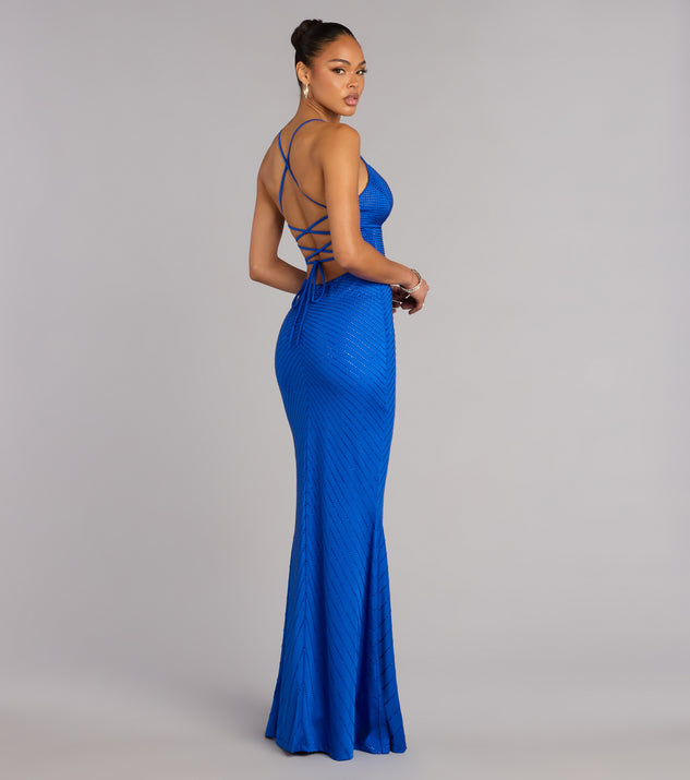Liliana Rhinestone Lace-Up Formal Dress