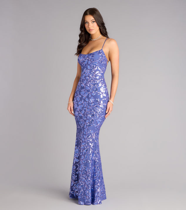Betty Sequin Strappy Mermaid Formal Dress in Red | Size: M | Knit Fabric