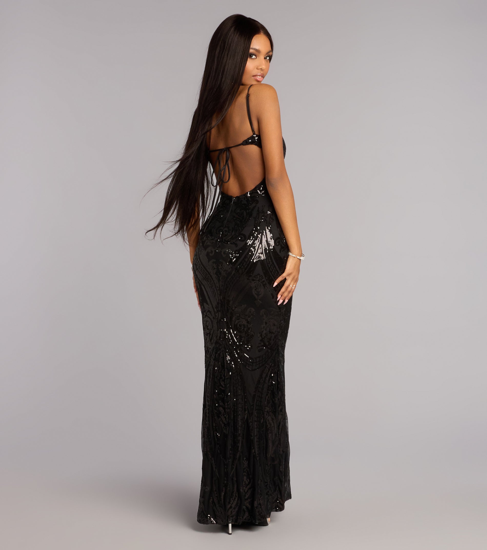 Ray Sequin Tie-Back Formal Dress | Windsor