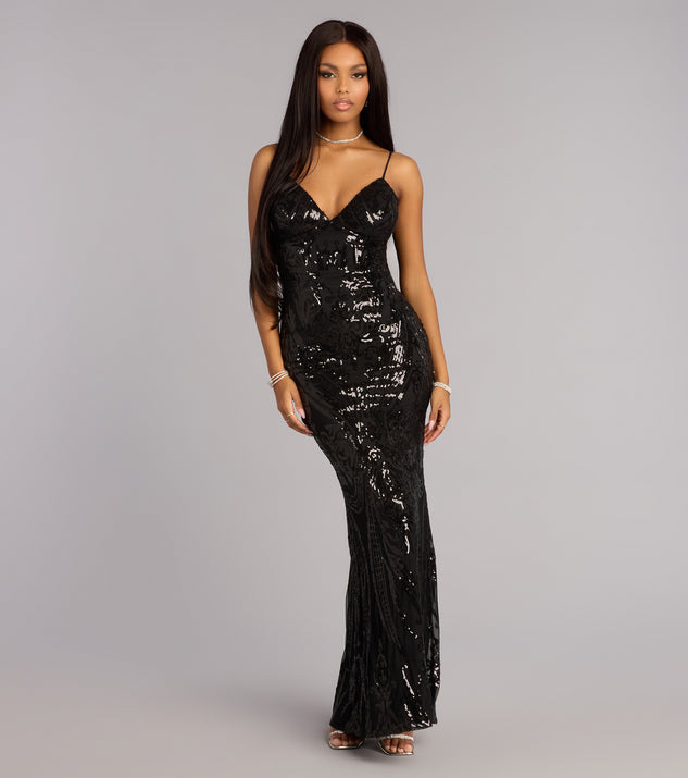 sequin black tie dress Ray Sequin Tie-Back Formal Dress