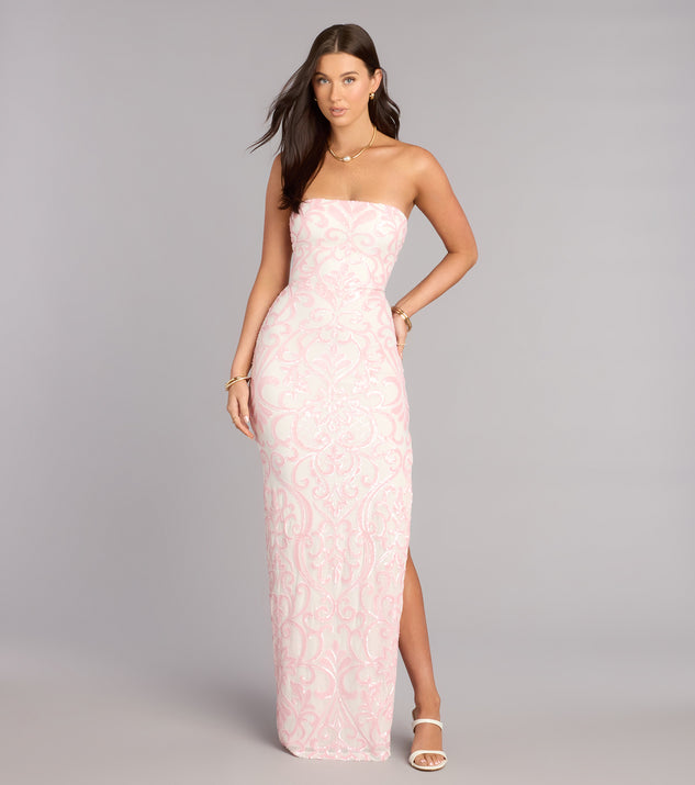 eris formal sequin scroll dress Windsor Danielle Sequin Scroll Formal Dress