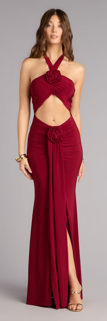 Lilian Halter Flower Cutout Mermaid Formal Dress