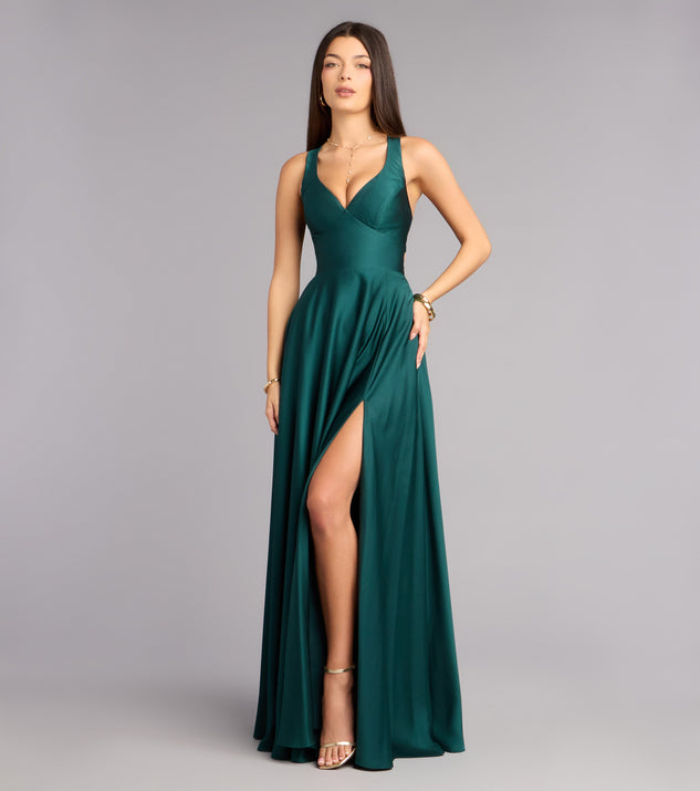 bristol formal satin lace up dress Melinda Satin Lace-Up Formal Dress