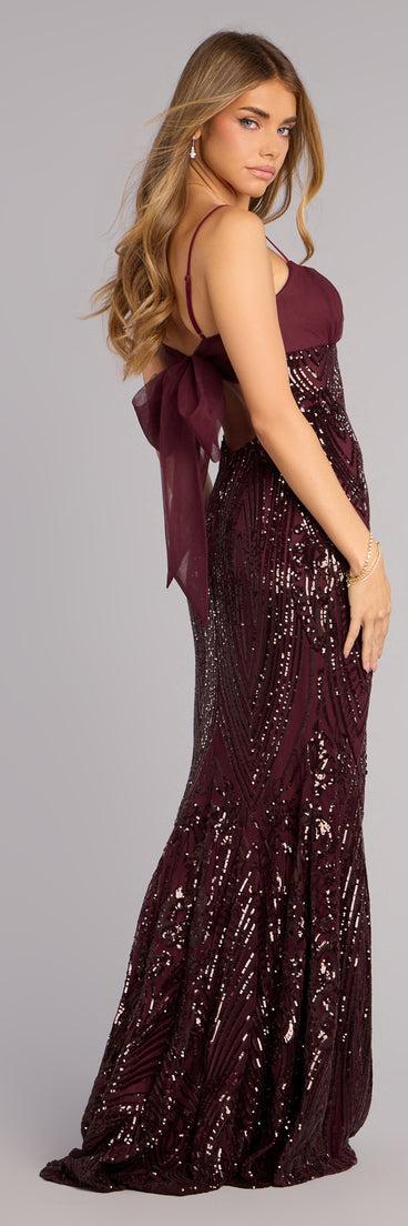 Indie Sequin Bow Column Formal Dress