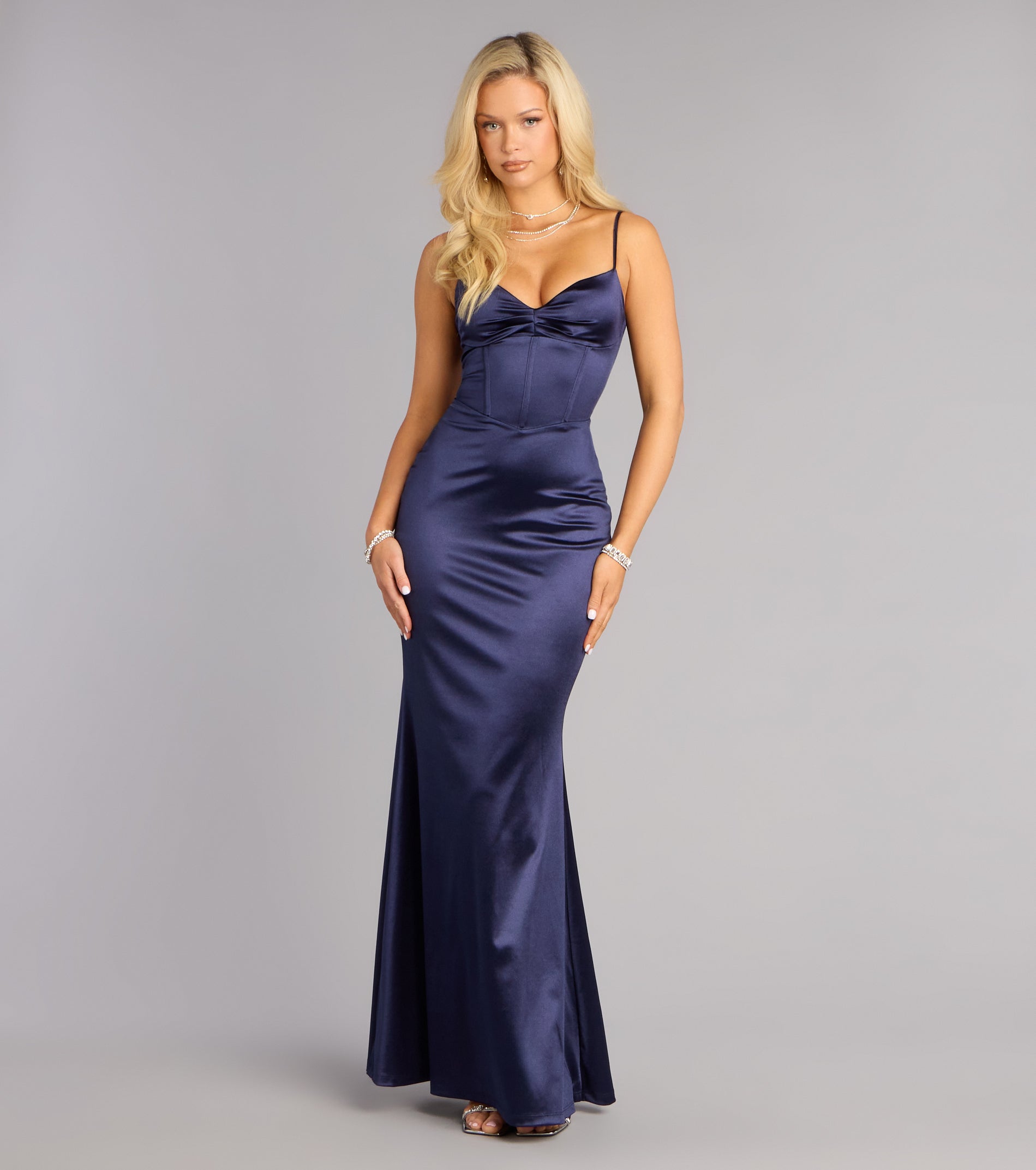 Aven Satin Lace-Up Mermaid Formal Dress | Windsor