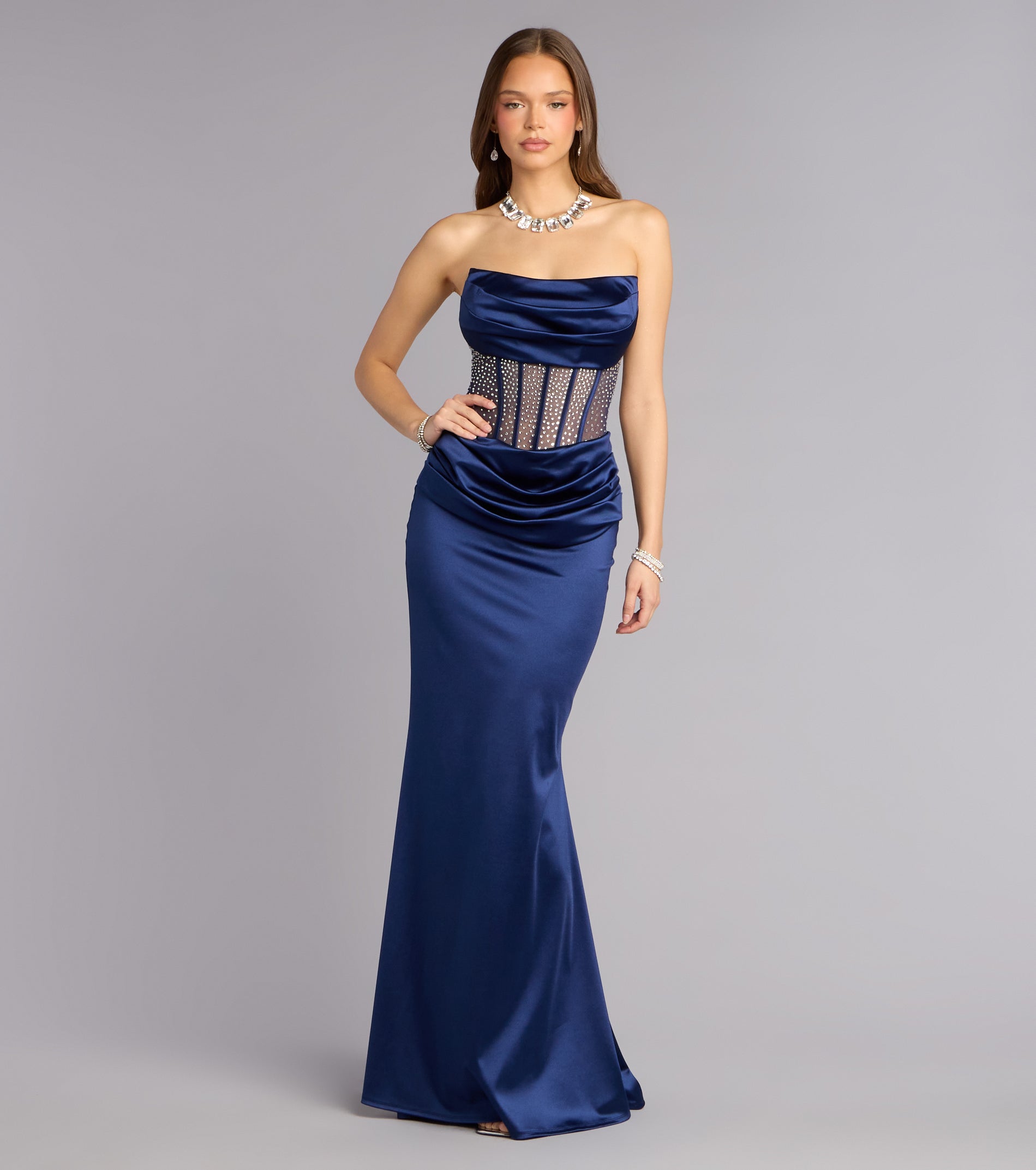 Jacklyn Satin Corset Mermaid Formal Dress | Windsor