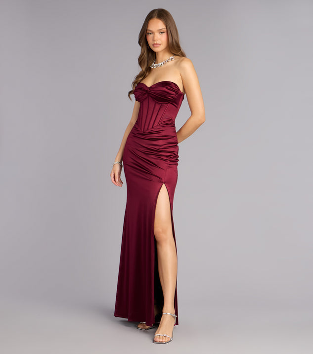 Alissa Satin Corset Slit Formal Dress | Windsor Alissa Satin Corset Slit Formal Dress | Windsor