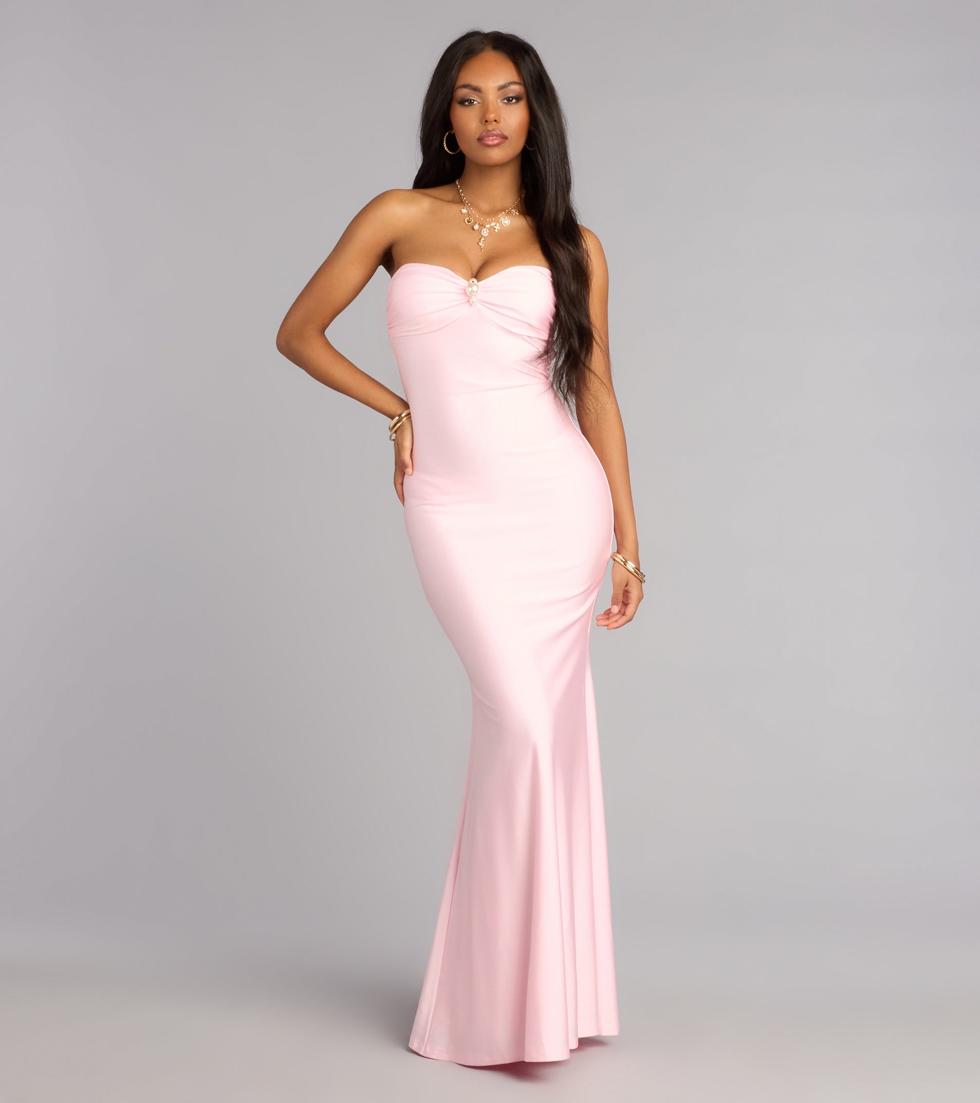 Zooey Faux Pearl Trim Mermaid Formal Dress | Windsor