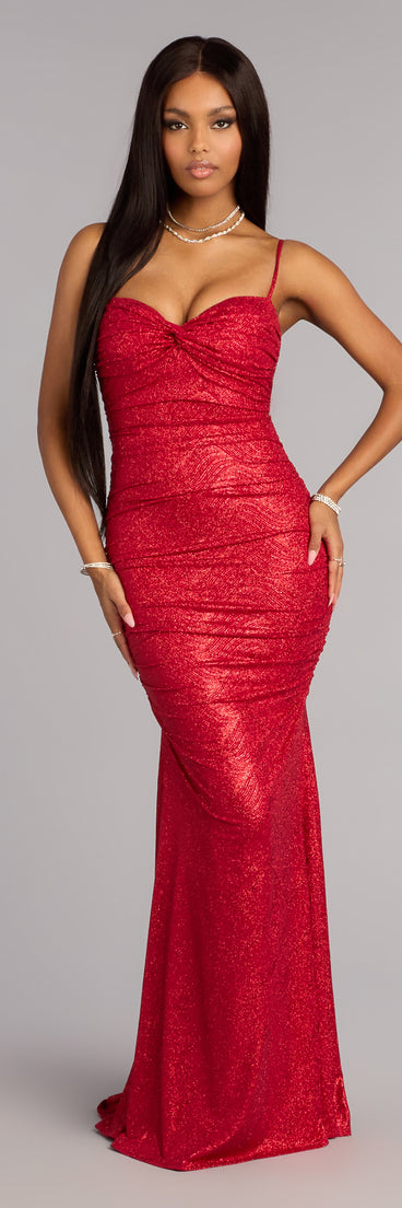 Allie Glitter Lace-Up Formal Dress