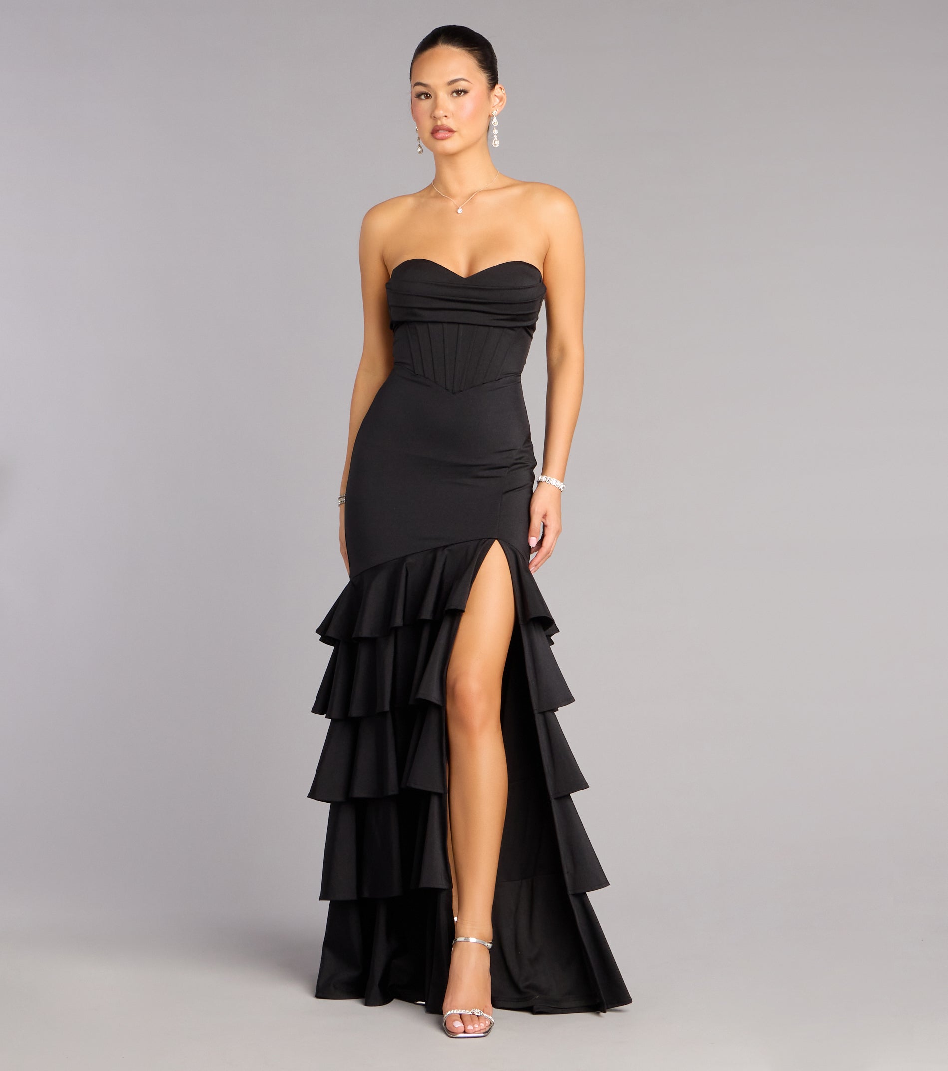Cameron Ruffled High-Slit Corset Mermaid Dress | Windsor