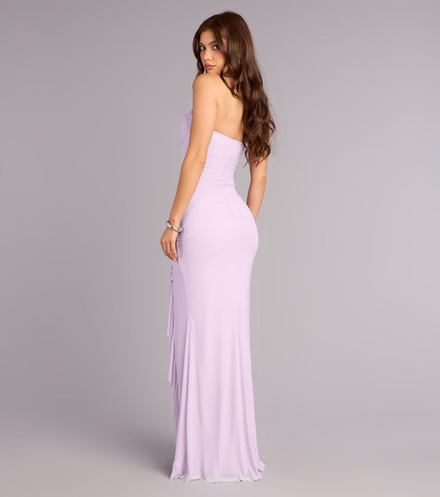 Sienna Mesh Ruffle Slit Formal Dress