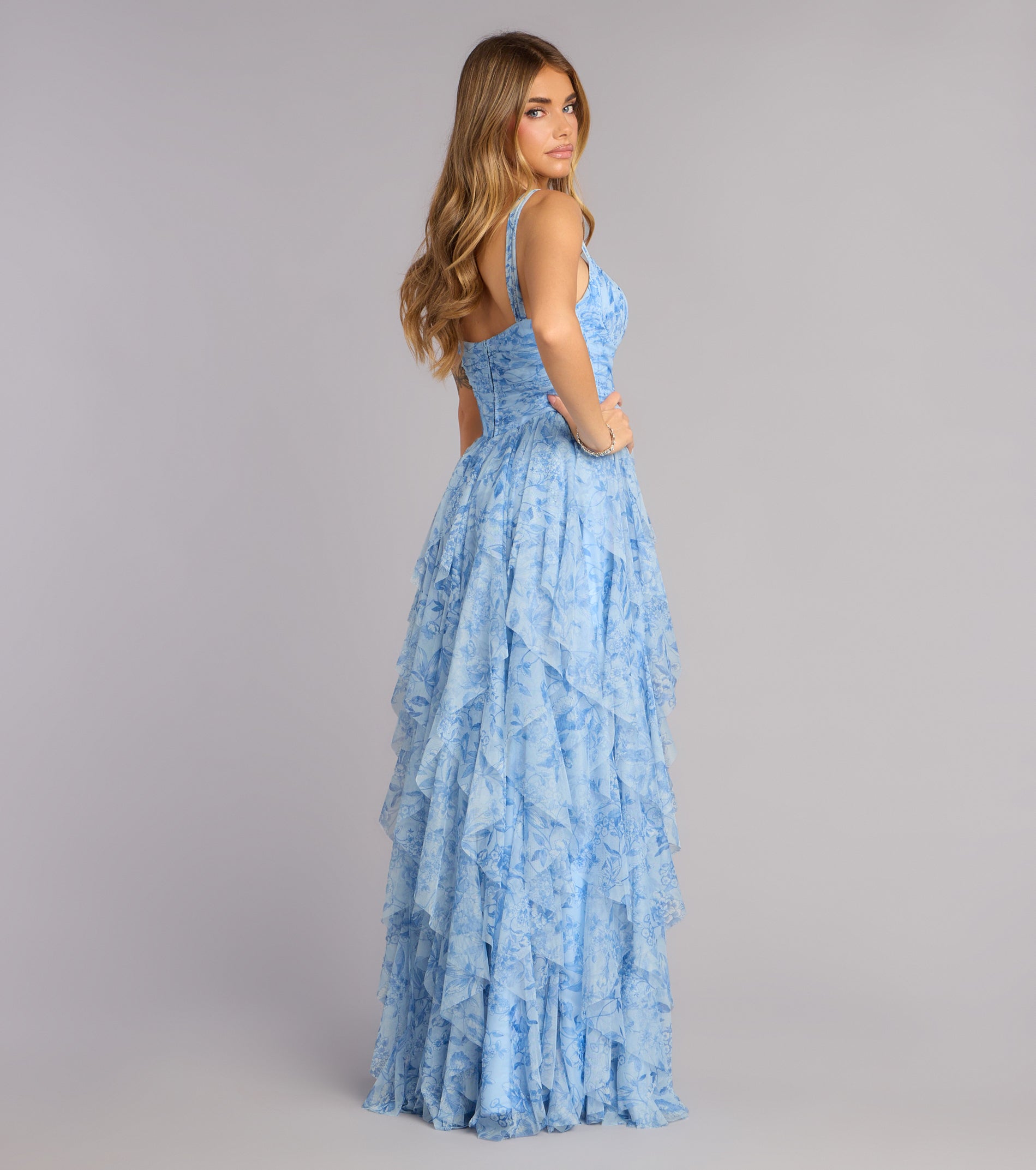 Luna Floral Ruffled Formal Dress | Windsor