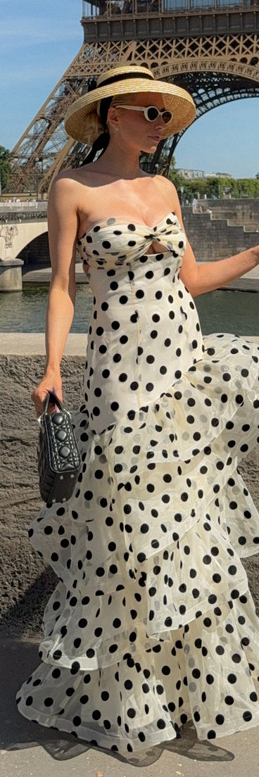 Valerie Polka Dot Ruffle Formal Dress