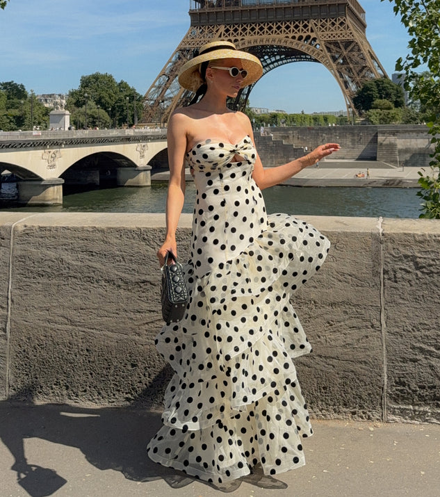 line and dot valerie dress Valerie Polka Dot Ruffle Formal Dress