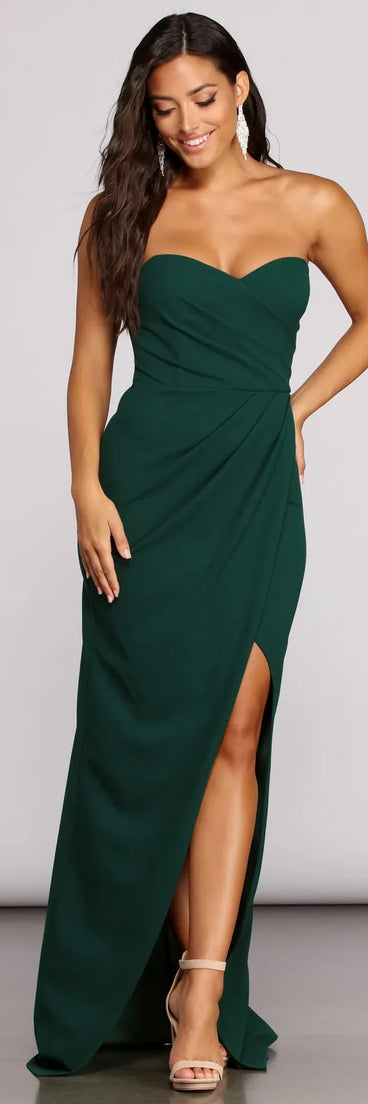 Luisa Strapless Crepe Slim Dress