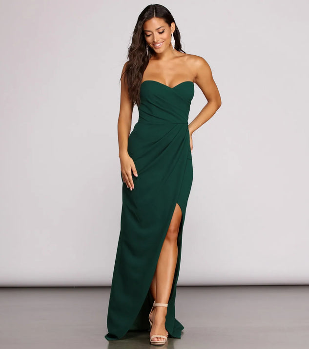 Luisa Strapless Crepe Slim Dress