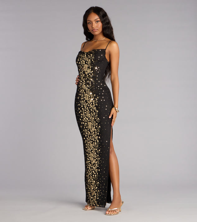 Brookelle Sequin Slit Formal Dress | Windsor