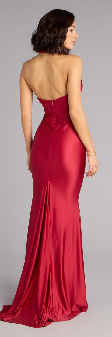 Regina Satin Halter Corset Mermaid Formal Dress