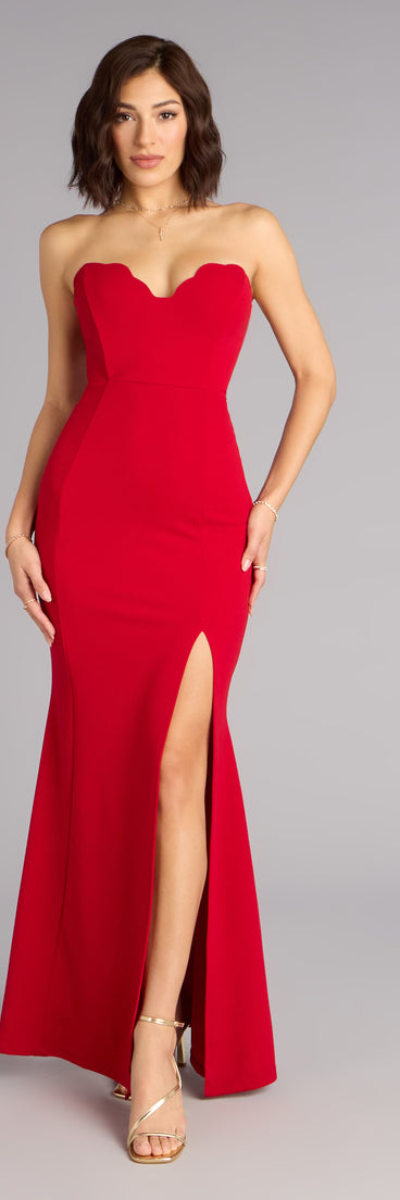 Feel polished and confident in the Emeline Crepe Strapless Mermaid Formal Dress, a red prom dress designed with luxe fabric and modern detail that shows off your vibe.