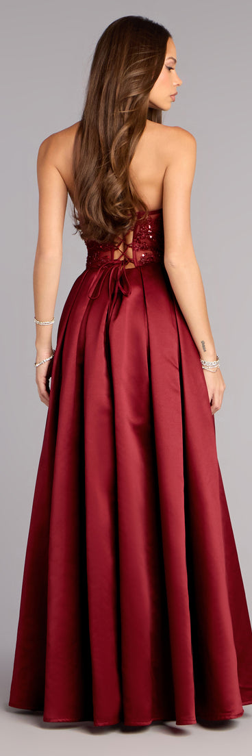 Miley Satin High Low A-Line Formal Dress in Wine | Size: XS | Satin Fabric | Windsor Miley Satin High Low A-Line Formal Dress in Wine | Size: XS | Satin Fabric | Windsor