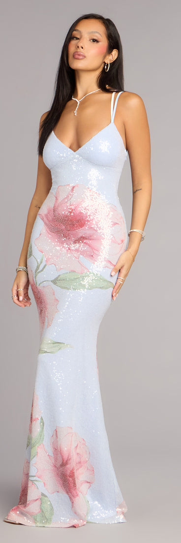 Chance Floral Sequin Mermaid Formal Dress