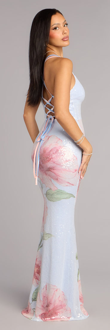 Chance Floral Sequin Mermaid Formal Dress