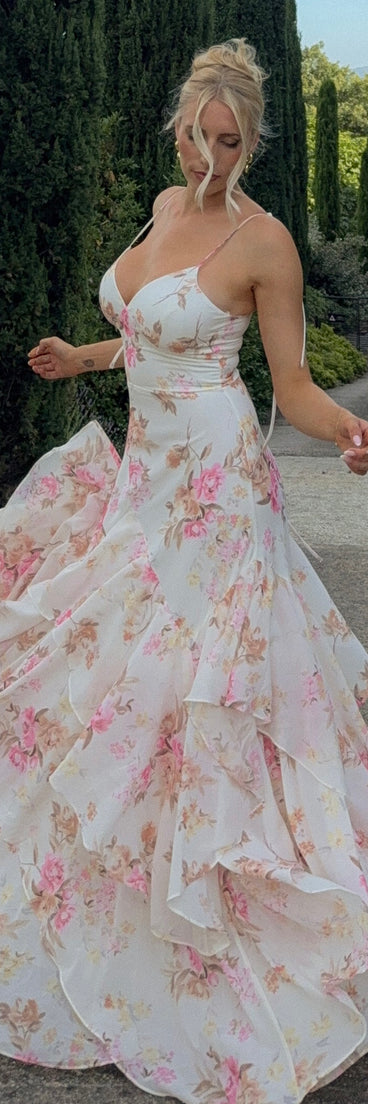 Anastasia Floral Chiffon A-Line Formal Dress