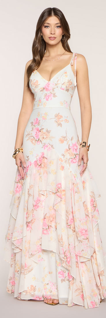 Anastasia Floral Chiffon A-Line Formal Dress