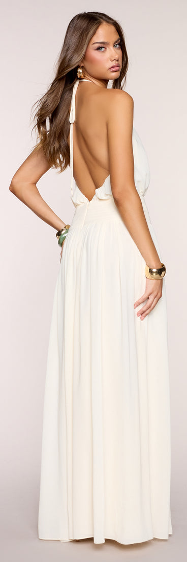 Analia Chiffon Halter Cutout A-Line Dress