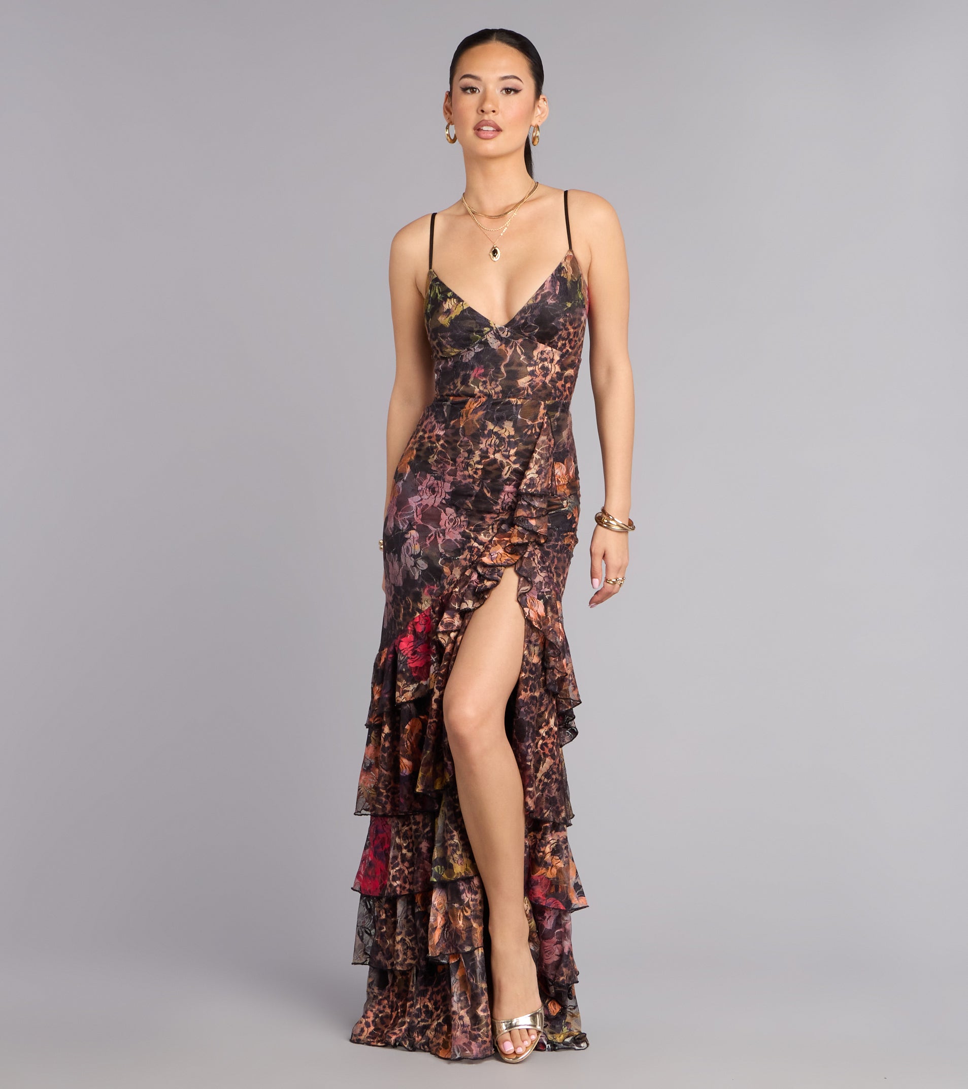 Megan Leopard Floral A-Line Formal Dress | Windsor
