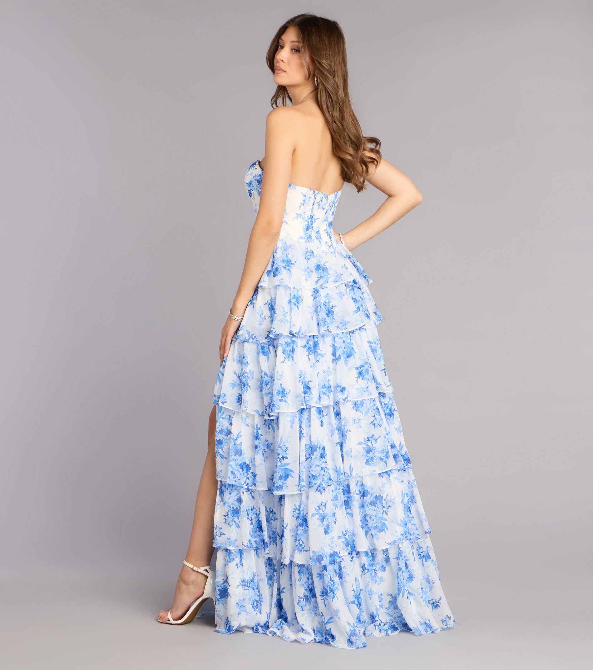 Amalia ピンクドレス Amalia Floral Chiffon Formal Dress | Windsor