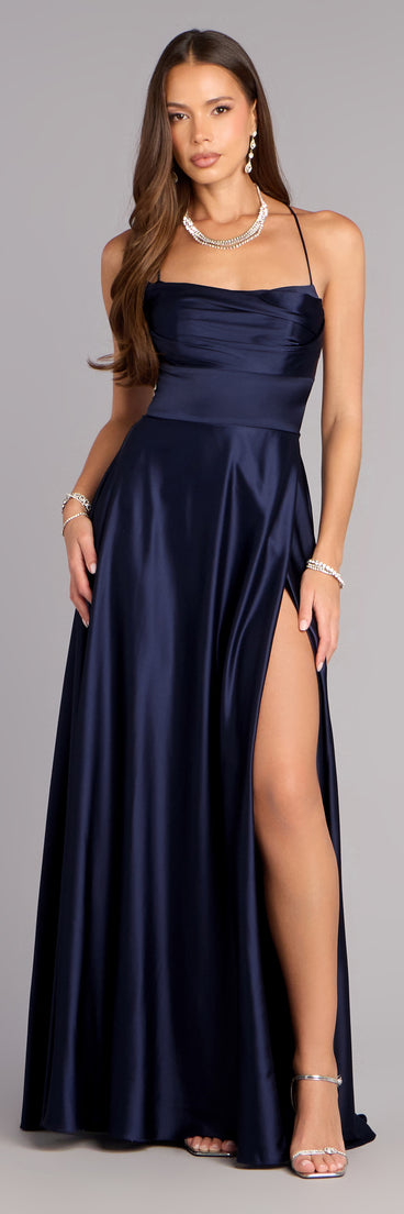 Natasha Satin A-Line Formal Dress