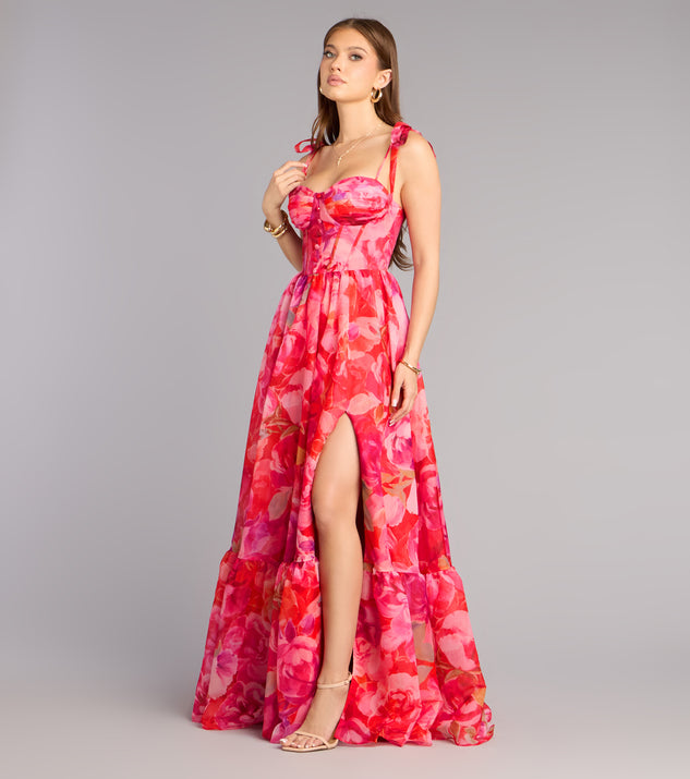 kehlani formal floral lace slit mermaid dress Elana Floral A-Line Slit Formal Dress
