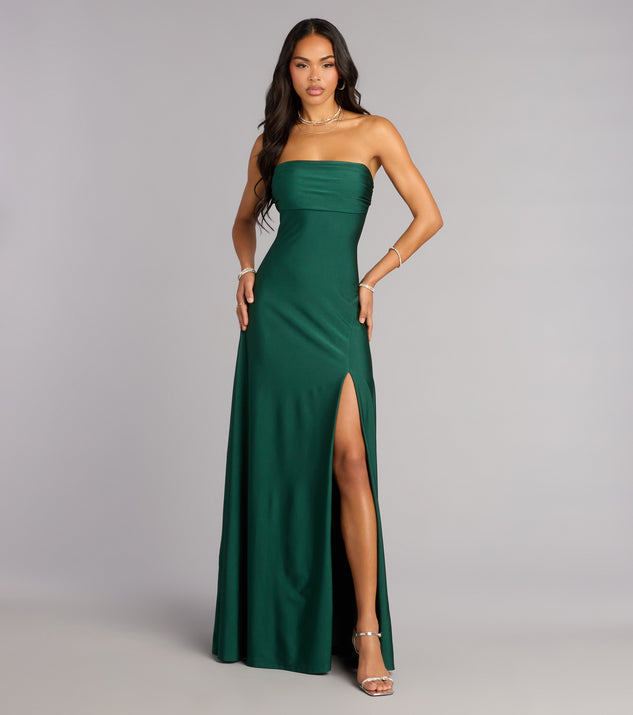green emerald velvet dress Alex Evenings Women's Long Stretch Scuba Crepe Dress - Eggplant