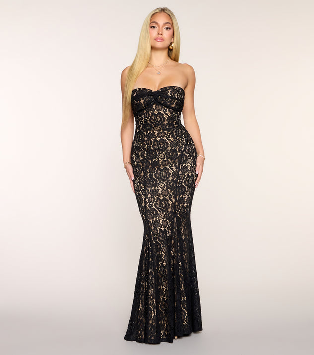 isabelle crepe mermaid dress Isabelle Lace Sweetheart Mermaid Formal Dress in Black | Size: S | Lace Fabric/Knit Fabric
