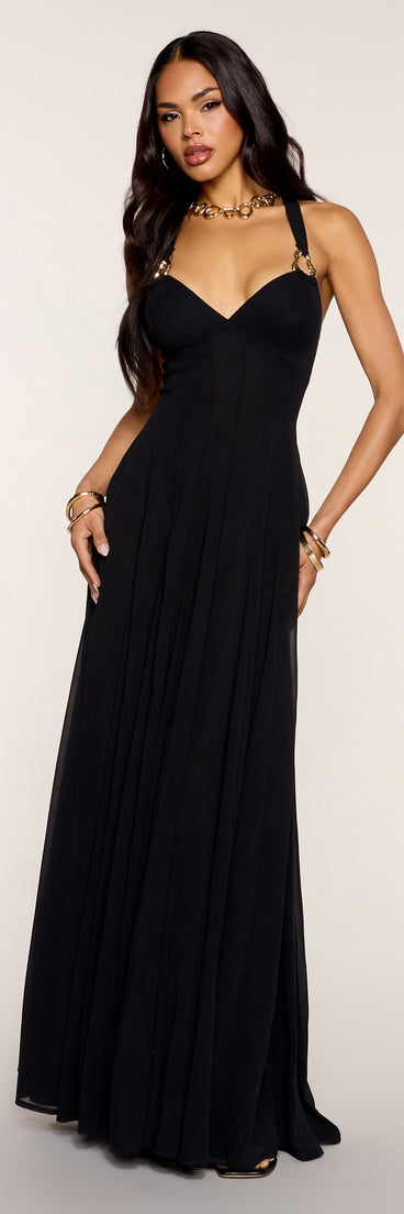 Bella Chiffon Lace-Up Formal Dress