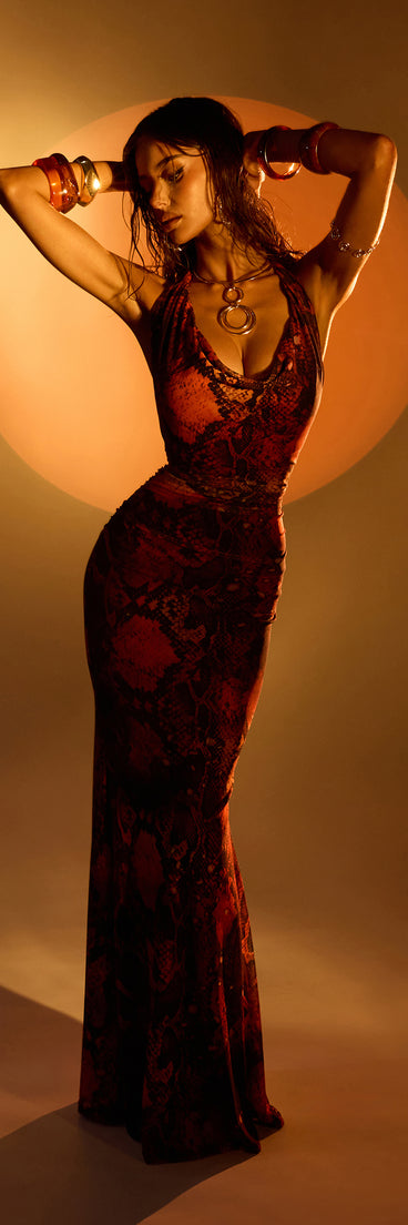 Ginger Beaded Open Back Formal Dress
