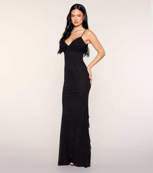 Lana Formal Ruched Glitter Mermaid Dress