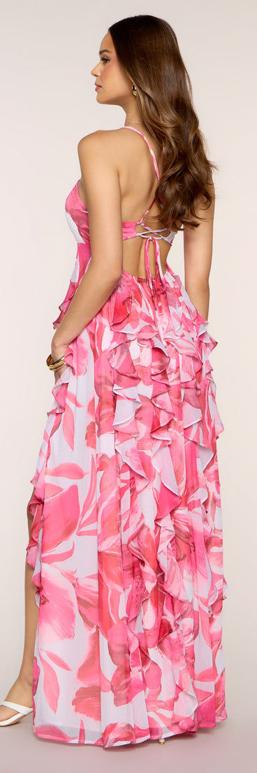 Annalise Floral Ruffle Formal Dress