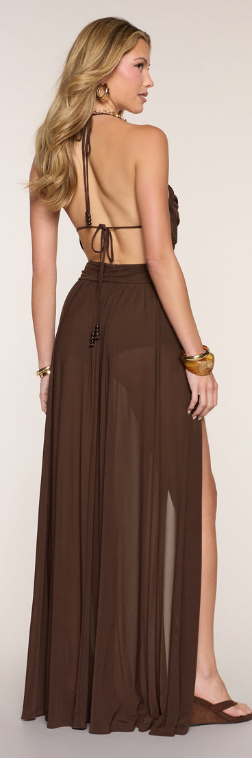 Amara Mesh Halter A-Line Formal Dress