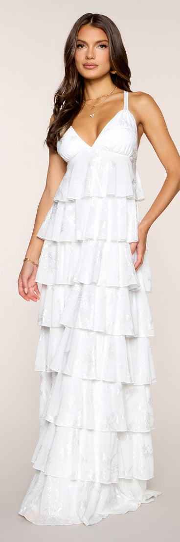 Paloma Floral Ruffle A-Line Formal Dress