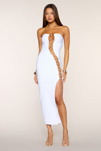 Windsor Kendra O-Ring Cutout Bandage Formal Dress in White | Size: S