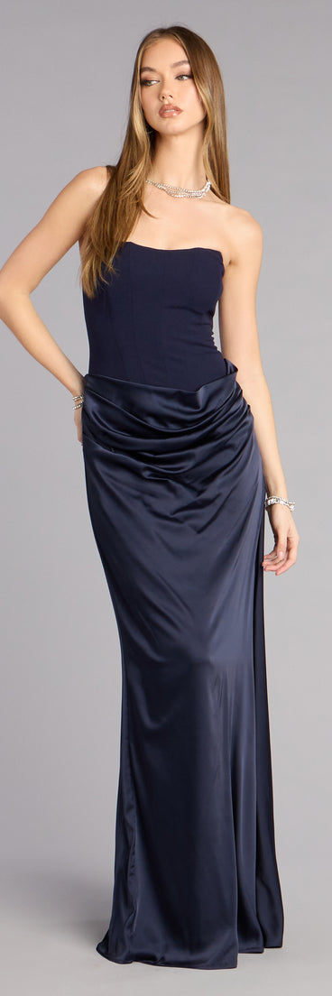 Vivienne Formal Woven Satin Pleated Dress