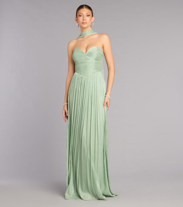 chiffon dress with scarf Chiffon Dress with Metallic Flower Detail and Chiffon Scarf