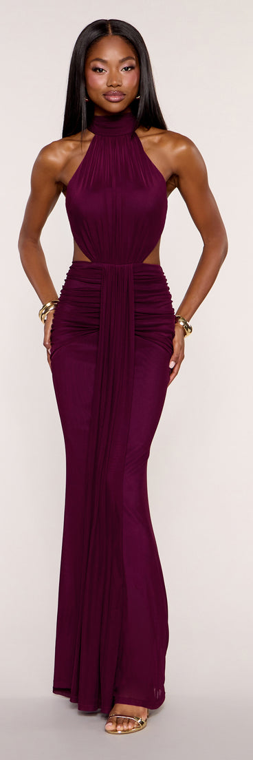 Emerie Mesh Mock Neck Mermaid Dress