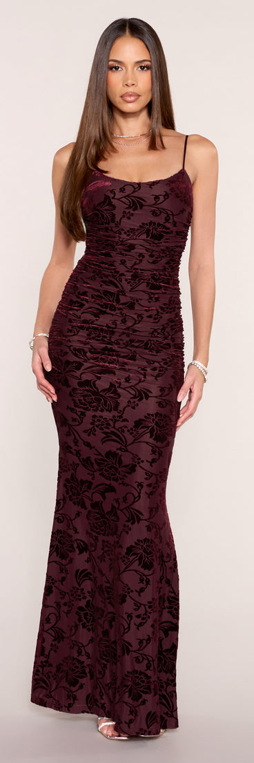 Aileen Floral Velvet Burnout Mermaid Dress