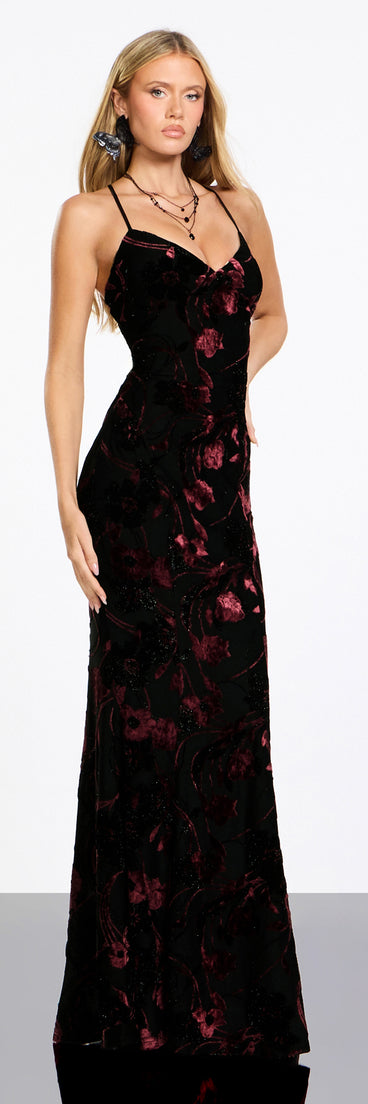 Siofra Floral Velvet Burnout Mermaid Dress