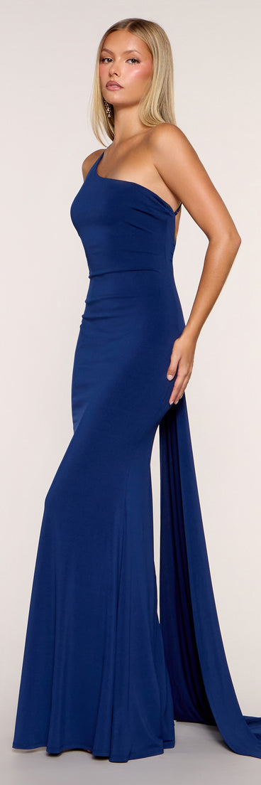 Yvette One-Shoulder Train Mermaid Formal Dress