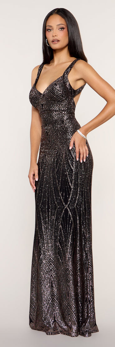 Sabley Glitter Velvet Tie-Back Mermaid Dress