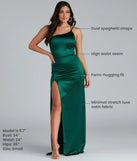 Turn heads at Prom 2025 in this hunter green prom dress, where statement-making details meet the iconic style of the Rhiannon One-Shoulder Satin Long Dress.